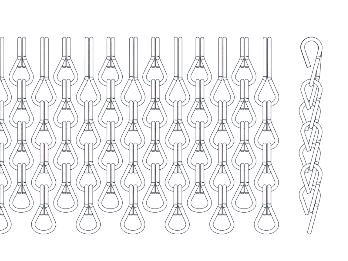 Staggered chain curtain arrangement
