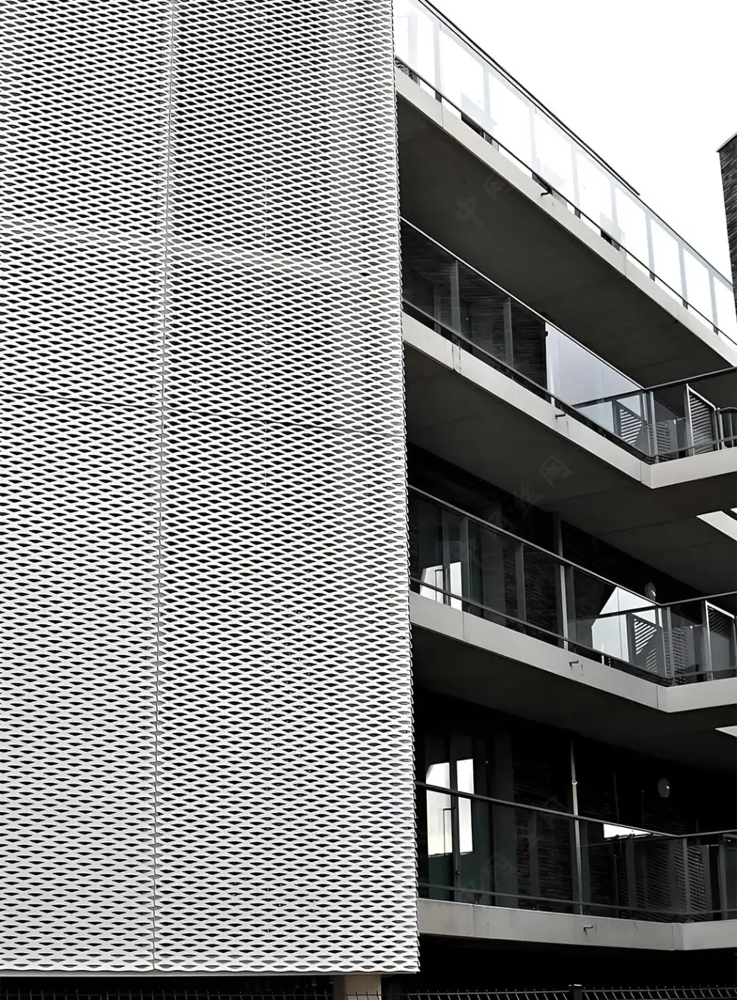 White facade screen for Expanded Metal Mesh