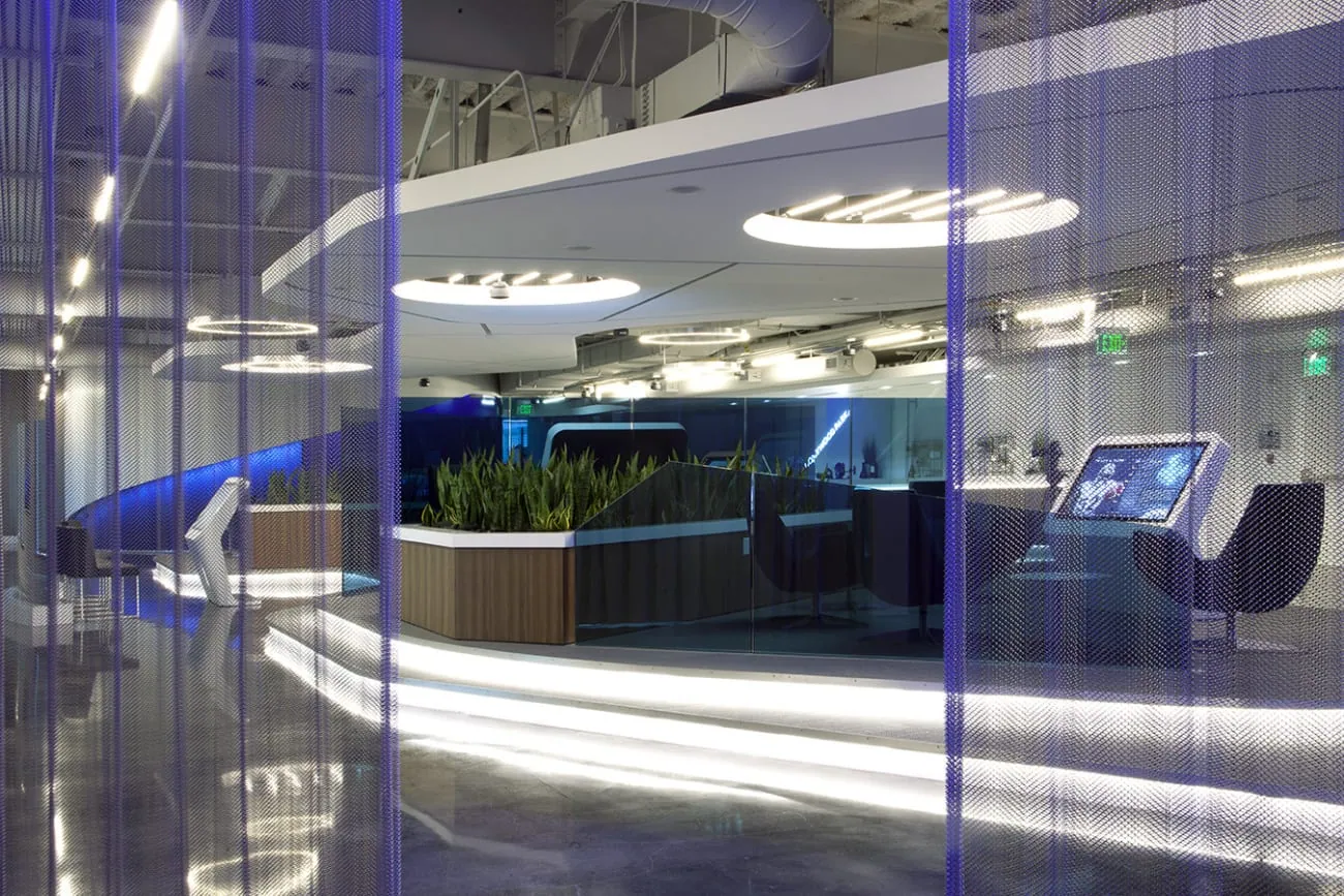 Metal coil drapery used as a restaurant divider
